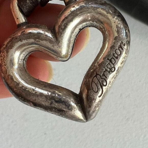 Brighton Crossbody Bag Woven Croc Embossed Brown Leather Metal Detail on Flap - Picture 3 of 16